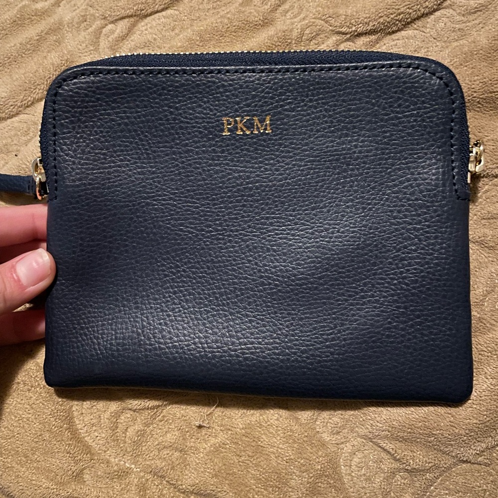 Mark & Graham Navy Blue Leather Pouch